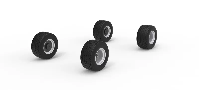 Wheel Set of Vintage Dirt late model Race car V2 Scale 1:25 - Model preview 2