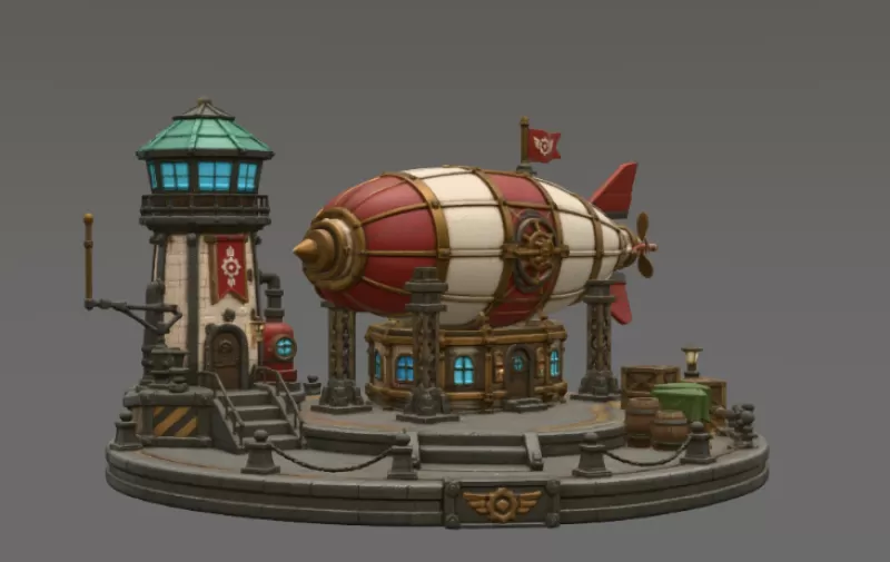 Steampunk Airship Station STL File for 3D Print - Model preview 6
