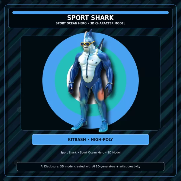 Frog & Shark Creature Pack – Amphibian Ocean Character Kitbash - Model preview 12