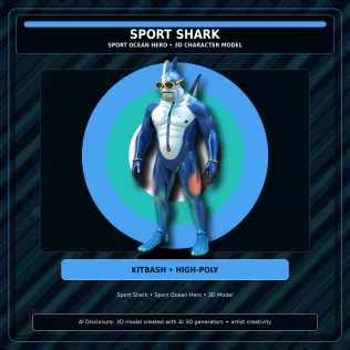 Frog & Shark Creature Pack – Amphibian Ocean Character Kitbash - Model thumbnail 12