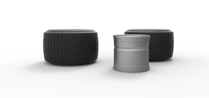 Rim and tire of Super Dirt Late model Scale 1:25 - Model preview 2