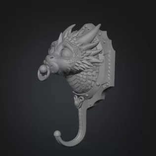 Baby Dragon Wall Hook STL File for 3D Printing - Model thumbnail 9