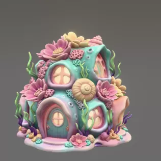 Fantasy Underwater Cottage STL File for 3D Printing - Model thumbnail 1