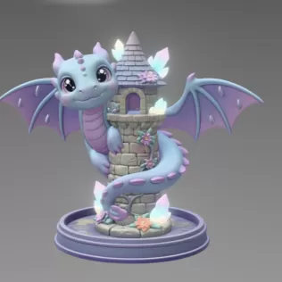 Tower Dragon Key or Jewelry Holder STL File for 3D Print - Model thumbnail 4