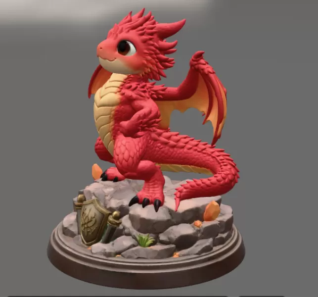 Brave Guardian Dragon STL File for 3D Printing - Model preview 5