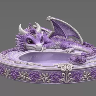 Amethyst Floral Dragon Bowl STL file for 3D Print - Model thumbnail 12