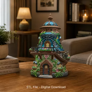 Fantasy Bell Tower House STL File for 3D Print - Model thumbnail 2