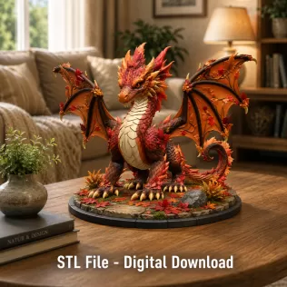Autumn Ember Dragon STL File for 3D Print - Model thumbnail 4