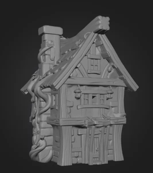 Enchanted Forest Cottage STL File 3D Printable Fantasy House - Model preview 10
