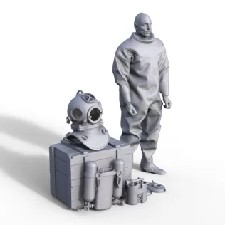 Figure of a historical diver for a ship model