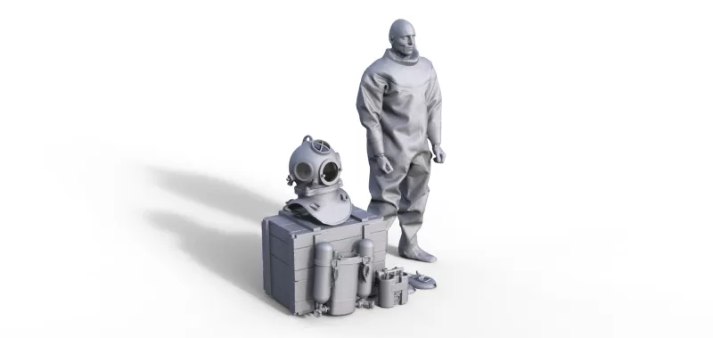 Figure of a historical diver for a ship model - Model preview 1
