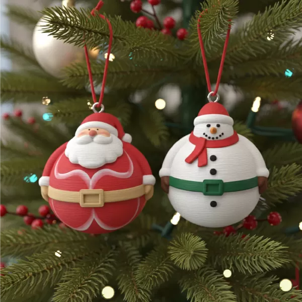 Santa & Snowman Ornament Set | 2 pcs Christmas Tree Decor - Model preview 8