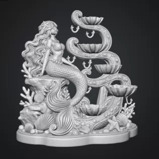 Mermaid Shell Jewelry Organizer STL File for 3D Print - Model thumbnail 13