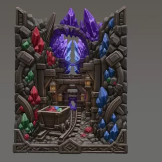 Fantasy Mining Tunnel Book Nook STL File for 3D Print - Model thumbnail 8