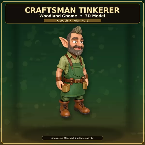 Woodland Gnome Character Collection – High-Poly Kitbash 3D Model - Model preview 8