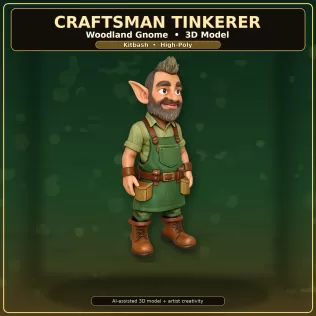 Woodland Gnome Character Collection – High-Poly Kitbash 3D Model - Model thumbnail 8