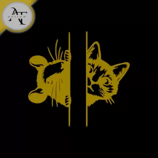 Cat and Mouse - Silhouette - 2D Wall Art Decor