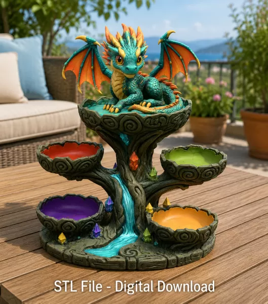 Baby Dragon Organizer Tree STL File for 3D Print - Model preview 3