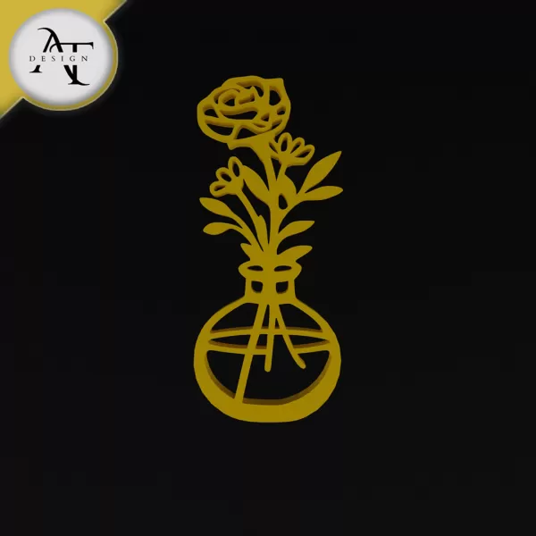 Flowers in vase - Line Art - 2D Wall Art Decor - Model preview 1