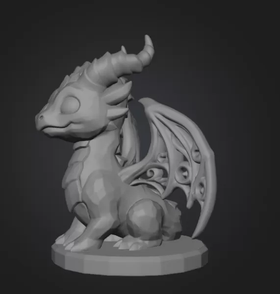 Cute Fantasy Smaragd Dragon – STL File 3D Printable Dragon - Model preview 8