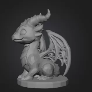 Cute Fantasy Smaragd Dragon – STL File 3D Printable Dragon - Model thumbnail 8