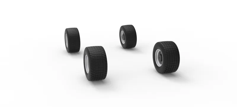 Wheel Set of Vintage Dirt late model Race car V2 Scale 1:25 - Model preview 8