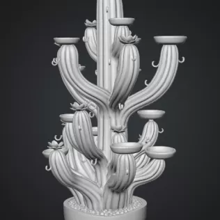 Blooming Cactus Jewelry Organizer STL File for 3D Print - Model thumbnail 16