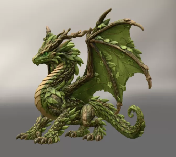 Woodland Guardian Dragon STL File for 3D Print - Model preview 6