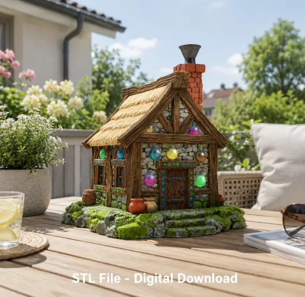 Fantasy Alchemist Cottage STL File for 3D Print - Model preview 1