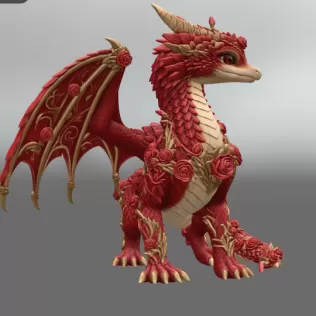 Crimson Rose Dragon STL File for 3D Print - Model thumbnail 12