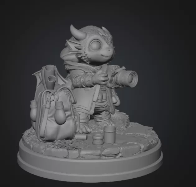 Cute Camera Baby Dragon STL File for 3D Print - Model preview 11