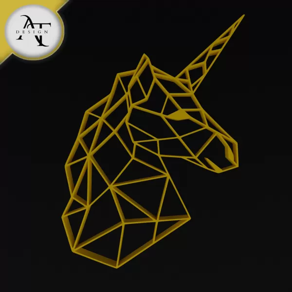 Unicorn - Geometric - 2D Wall Art Decor - Model preview 1