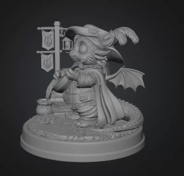 Mystic Bard Dragon STL File for 3D Printing - Model preview 10