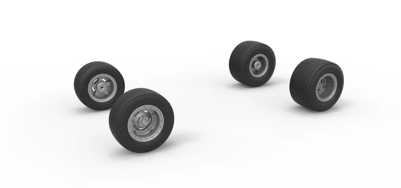 Wheel set of Northeast Dirt Modified stock car V3 Scale 1:25 - Model preview 1