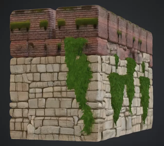 Stadtmauer mit rankpflanzen - Model preview 2