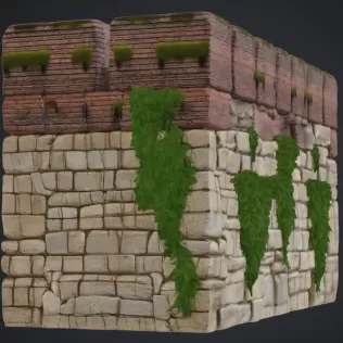 Stadtmauer mit rankpflanzen - Model thumbnail 2