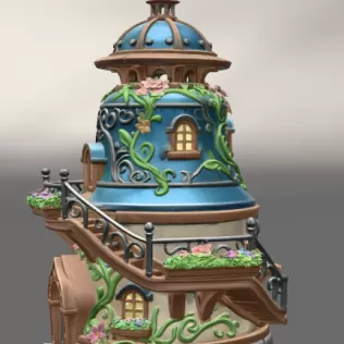 Fantasy Bell Tower House STL File for 3D Print - Model thumbnail 4