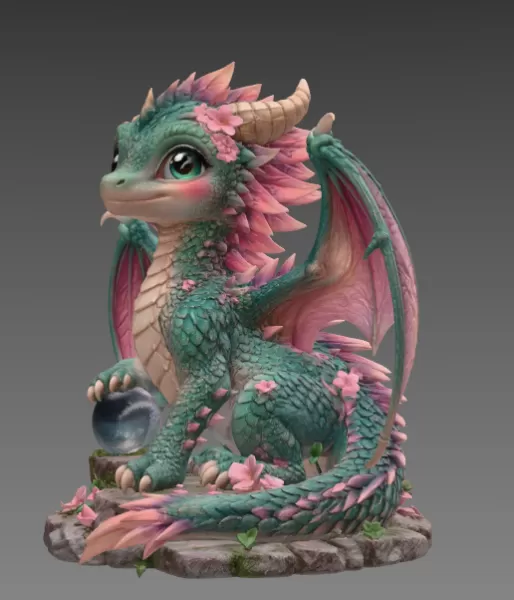 Blossom Baby Dragon STL File for 3D Print - Model preview 4