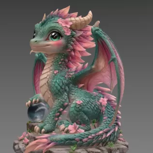 Blossom Baby Dragon STL File for 3D Print - Model thumbnail 4