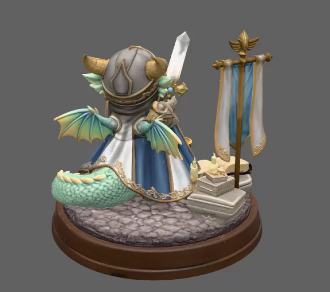 Holy Knight Dragon STL File for 3D print - Model preview 7