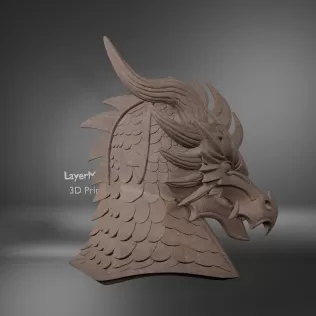 Dragon Helmet with Horns and Scales - Model thumbnail 3