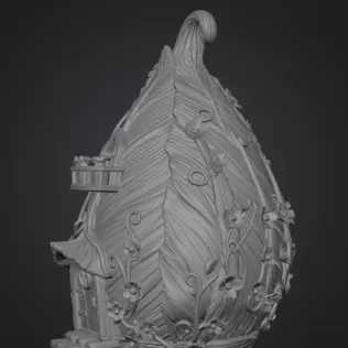 Enchanted Leaf Fairy House STL File 3D Printable Fantasy Cottage - Model thumbnail 9