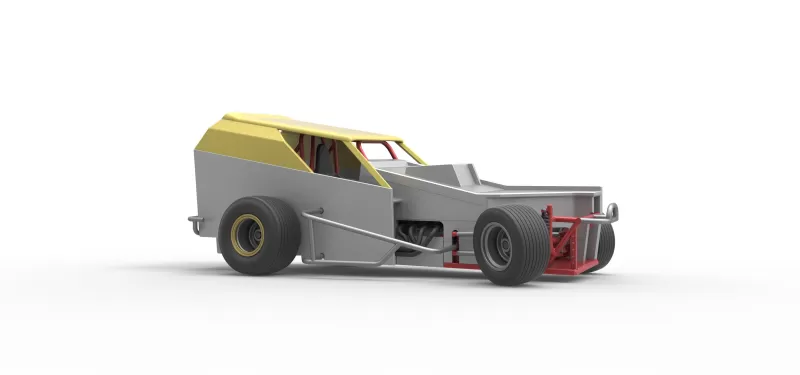 Vintage Dirt Modified stock car V7 while turning Scale 1:25 - Model preview 25