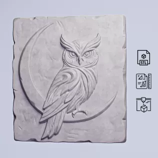 Owl Stone Relief #RoZ - Model thumbnail 2