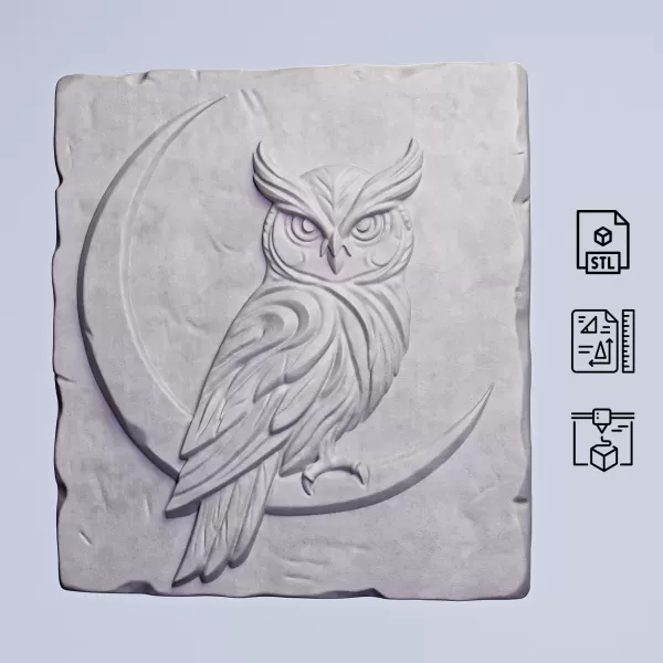 Owl Stone Relief #RoZ - Model preview 2