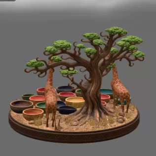 African Savanna Giraffe Bowl Organizer STL File for 3D Print - Model thumbnail 13