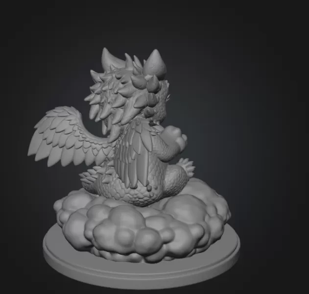 Cute Angel Dragon with Heart STL File 3D Print - Model preview 9