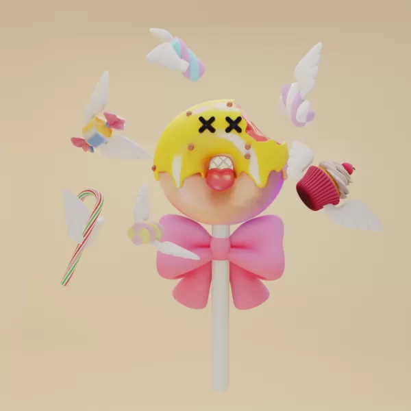 butterfly net with Donut design Candy Catcher with Wings - Model preview 4
