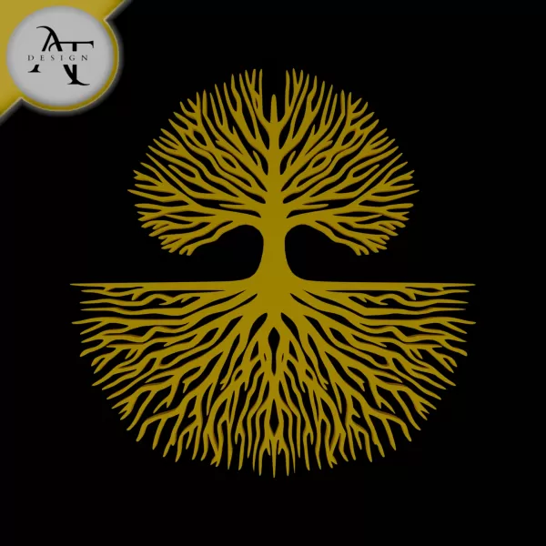 Tree with roots - Silhouette - 2D Wall Art Decor - Model preview 1