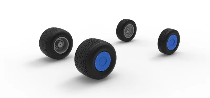 Wheel Set of Vintage Dirt Silver Crown Car Scale 1:25 - Model preview 9